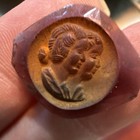 Rare Vintage Italian Faceted Garnet Glass Intaglio Cameo 