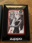 Nib Skull King Of Spades Queen Of Hearts Beauty Zippo Red Matte Death Gothic