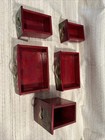 Vintage Red Laquer Kyodai Jewelry vanity Triple Mirror Box