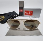 New Ray-ban Rb-3025 Aviator Sunglasses Gold Frame Glass Gradient Brown Lens 58mm