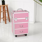 Pro Rolling Aluminum Makeup Case Cosmetic Train Box Trolley Storage Lockable