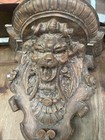 Rare Antique Gothic Gargoyle Wall Art Sculpture Solid Plaster 19th Century