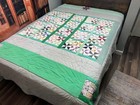  656 Vintage Handmade 1940 s Feedsack Pinwheel Quilt 74  X 89  Usa Cotton