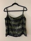 Vintage 90s Y2k Emporio Armani Black Olive Green Sequin Cami Top Size L 44 Nwt 
