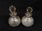Antique Victorian Glass Vanity Decanters Feat Etched Woodland Scenes With Deer