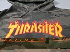 Thrasher Magazine Flames Logo Pullover Skateboard Hoodie Forest Camo Small Used