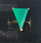 Vintage Djoy Green Onyx Triangle Shape Ring W goldwash Sterling Silver Size6