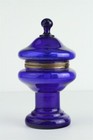 Antique French Cobalt Blue Blown Glass Cordial Set W  6 Glasses   Decanter
