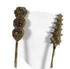 Three Vintage Silver Or Silverplate Asian Chinese Spoons Pair Pagodas And Kanji 