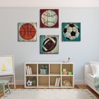 Vintage Sports Wall Art Sports Room Decor For Boys Rustic Baseball Basketball   