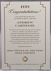 2024 Pieces Of The Past 1800s Edition Andrew Carnegie Vintage Document Relic