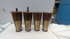 Vintage Wooden Furniture Legs With Brass Accent 4 25-5  Adjustable Set Of 4 