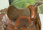 Vintage Miniature  Hand Tooled Leather Western Horse Saddle