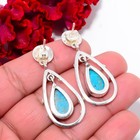 Turquoise - Kingman Gemstone 925 Sterling Silver Two Tone Earring 1 76  E103039