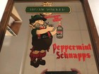 Vintage Hiram Walker Peppermint Schnapps Bar Mirror  Schnapps Is Tops  13 x13  