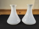 Antique Matching Pair Angle Lamp Co Hand Blown Milk Glass Shades Chimney Globes