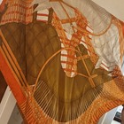Herm  s Masan   Masan Equestrian Silk Satin Square Scarf Orange Brown White
