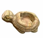 Vintage Stoneware Turtle Planter Green Red Marbling Heavy 8    Head To Tail