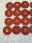 Vintage 8g 74 Various Money And Initial Composite Mermaid Mold Poker Chips Red