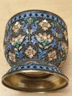 Russian antique Vintage Silver Guilt Painted Enamel Filigree Vire Vessel Cup