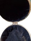 Trinket Jewelry Box Vintage Embossed Silver Tone Metal Black Velvet Lined