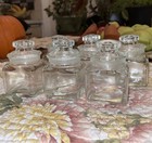 Lot 6 Vtg 1960-1970s Japan Glass 2    Square Apothecary Spice Jars Ground Stoppers