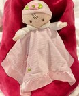 Douglas Baby Plush Lovey Security Blanket Doll Hat Flowers Pink Stripes