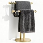 Hand Towel Holder   Double Countertop Hand Towel Holder Brushed Gold 2-tier