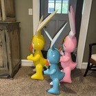 Vtg Easter Blow Up Inflatable Bunny Rabbit W  Carrot Xl Set 1986 Rare 53    Read