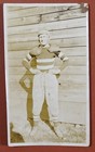 Early Football Player Snap Shot Leather Helmet Should Pads Over Jersey Bk4-j