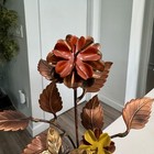 Vtg Brutalist Mcm Artistic Copper Tone Metal Flowers And Butterfly Sculpture 16   