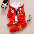 3pcs Kids Boys Girls Mickey Mouse Tracksuit Hooded Zip Coat Tops Pants Outfits