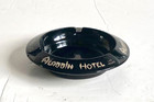 Vintage Black Glass Ashtray Aladdin Hotel Casino Las Vegas Nevada Round Decor