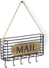Mail Organizer Wall Mount  Rustic Mail Holder Key Holder For Wall With Hooks    
