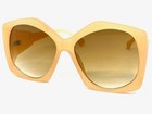 Oversized Classy Vintage Retro Style Sunglasses Large Big Beige Frame Honey Lens