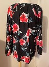 Ladies Long Sleeve T-shirt Loose Casual Floral Print Tops V Neck Blouse Size M