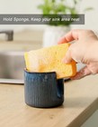 Seyatoo Ceramic Sponge Holder For Kitchen Sink  Scrub Small  Glazed Blue