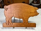 Vintage Wooden Pig Wall Art Plaques Pair Country Farm Folk Art Decor