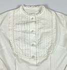 Vintage Handmade Victorian Ruffled Bib Pin Tuck Cotton Blouse Size M
