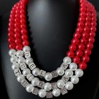 Delta Sigma Theta Necklace Red   White Pearls