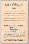 Alice In Wonderland Cheshire Cat 1894 Woolson Spice Co  Lion Coffee Trade Card
