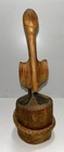 Wooden Hand Carved Pelican On Piling  stump Rope Nautical Sculpture Rustic 9   