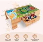 Kids Wooden Train Table Track Set Storage Drawer Open Box Ktc25070901ye