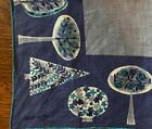 Vintage 1960s Jeanne Miller Handkerchief Blue Trees Pocket Square Mcm