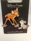 Disney Parks Bambi   Thumper 2 Pin Set Flowers Pin Trading Best Friends On Card