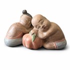 Hand Carved Wood Sculpture Sleeping Children Zen Asian Artisan D  cor Heavy