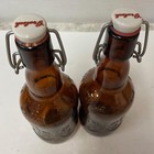 Grolsch Beer Bottles Amber Brown Glass Ceramic Flip Top Vintage Lot Of 2