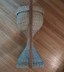 Vintage 24  Natural Woven Wicker Pedestal Plant Stand Hourglass Shaped 24  X 13 