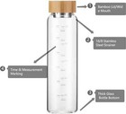 Glass Water Bottle 32 Oz Wide Mouth With Sleeve Bamboo Lid 1 Litre Motivational 