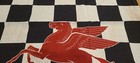 Vintage Mobil Gasoline Checkered Pole Flag Pegasus Sign Gas Pump Service Station